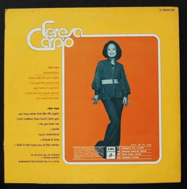 杜麗莎 Hong KOng Pop Song LP Teresa Carpio